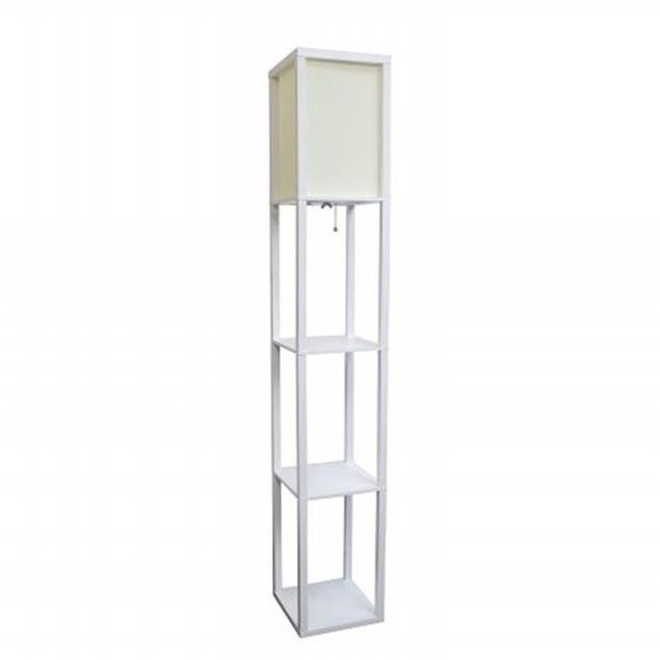 Star Brite Simple Designs Floor Lamp Etagere Organizer Storage Shelf with Linen Shade; White ST35010